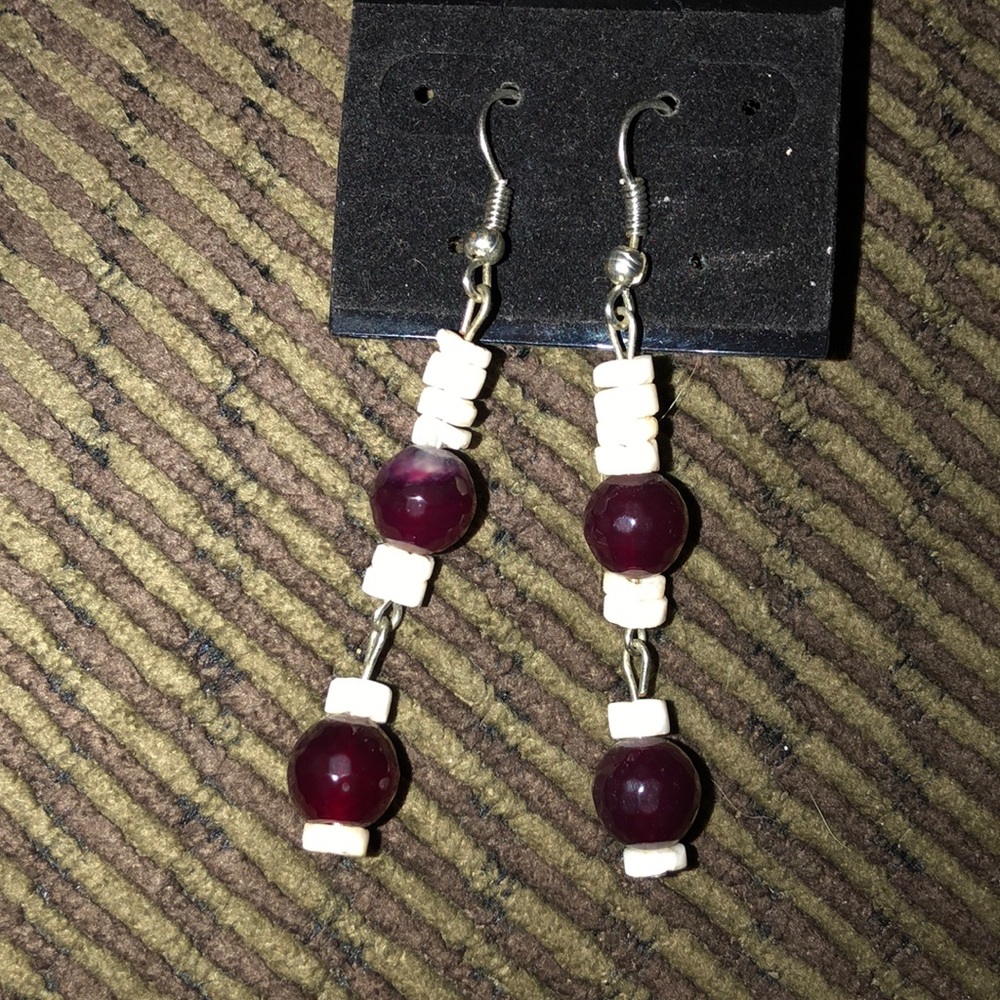 Amethyst and puca bead earrings